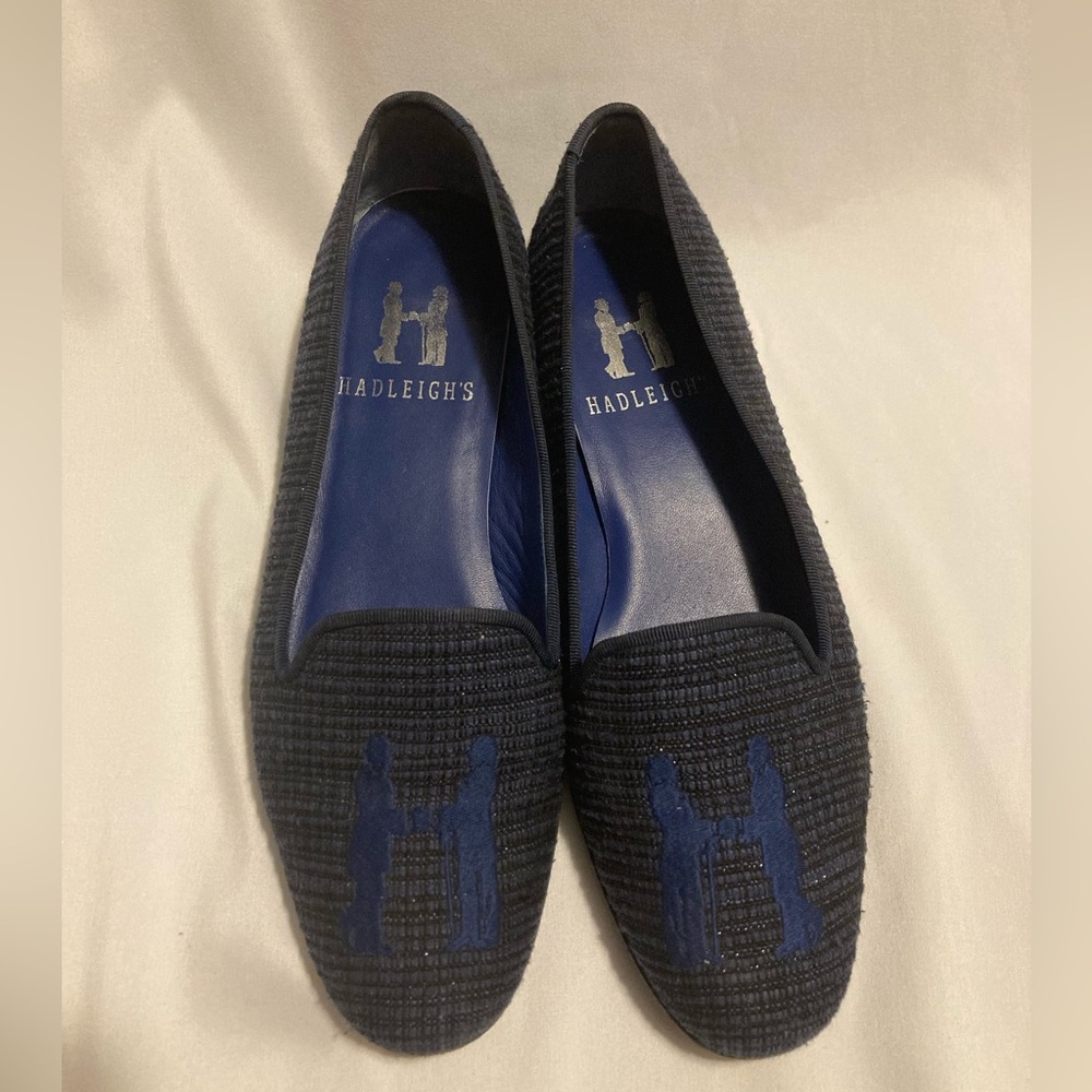 Hadleigh’s Navy with sparkling tweed Ladies Flats Size 38.5